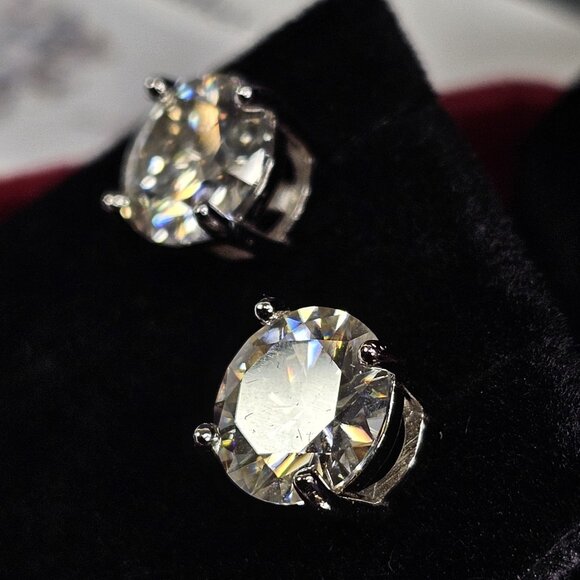 6CT Moissanite Stud Earrings (2x 3CT) Sterling Silver 925, Appraised - Picture 2 of 10